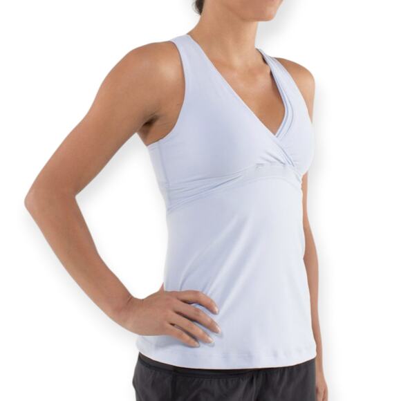 Lululemon | 12 | Lavender Deep-V Mesh Panel Athletic Tank w/ Built-In Bra W1D11S - Picture 2 of 12
